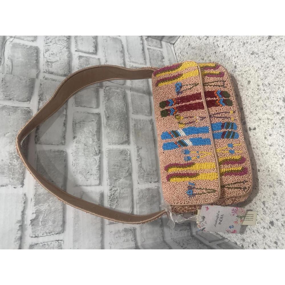 Handcrafted in India Beaded Ski Shoulder Bag with Colorful Pattern